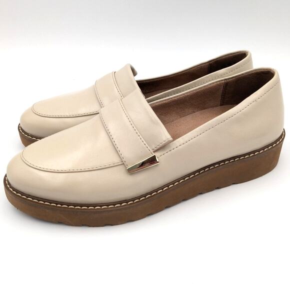 Naturalizer Adiline Leather Slip On Wedge Women's Loafers Beige Size US8.5M EU39 - Picture 1 of 10
